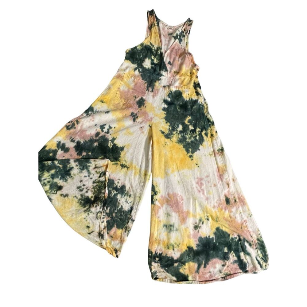Earthbound Trading Co Women’s Tie Dye Bohemian Style Overalls size Small